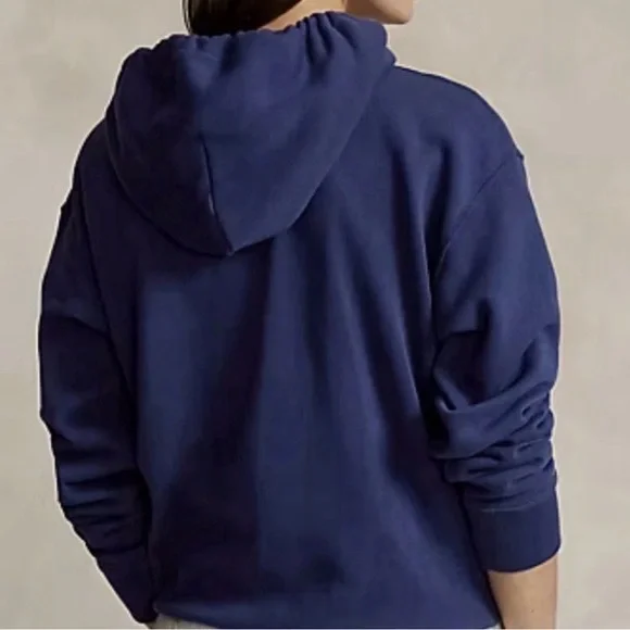 Polo by Ralph Lauren Navy Hoodie with Pink Pony Embroidery - Picture 4 of 4